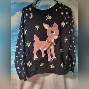 Rudolph The Red Nose Reindeer Christmas Sweatshirt‎ Junior Size M 7-9